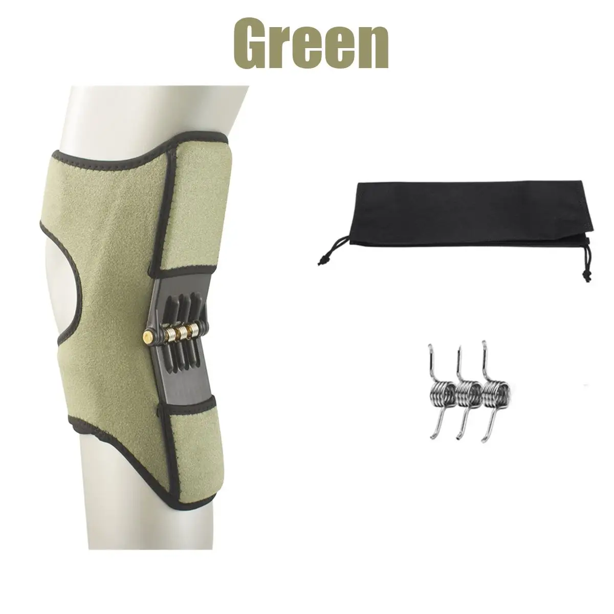 1pc green Наколенники для поддержки суставов, дышащие, Нескользящие, поддерживающие наколенники для подъема суставов, мощные наколенники для отскока, весна, сила, наколенник, поколение 2 - Цвет: 1pc green