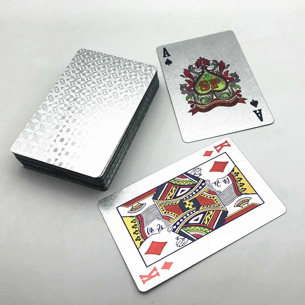 Playing Cards 1 Deck Plastic Poker Cards Glod Silver Home Board Game Family Gift L682