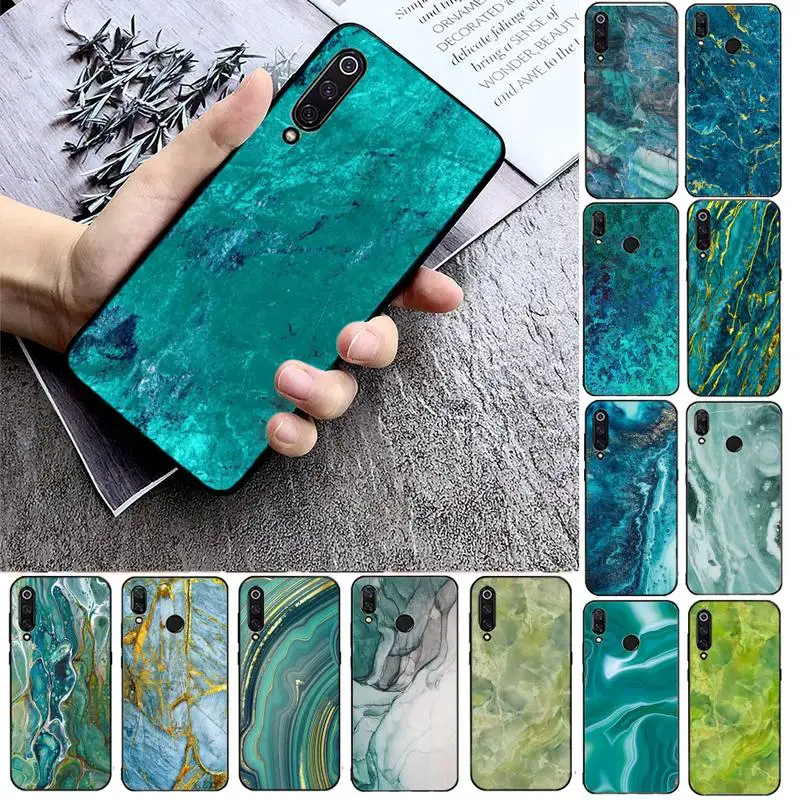 Чехол для Xiaomi mi9 mi8 F1 9SE 10lite note10lite Mi8lite xiaomimi5x с бирюзовым мраморным рисунком |