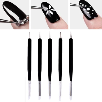 

Nail Art Dotting Pen Rhinestone Crystal 2 Way UV Gel Painting Manicure Tool Drawing Liner Flower Brush Decoration