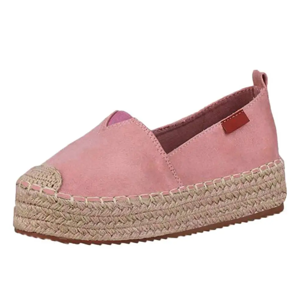 SAGACE/Женская обувь без застежки однотонные повседневные тонкие туфли с эластичной резинкой на толстой подошве летняя модная парусиновая обувь, 3 июля - Цвет: Pink
