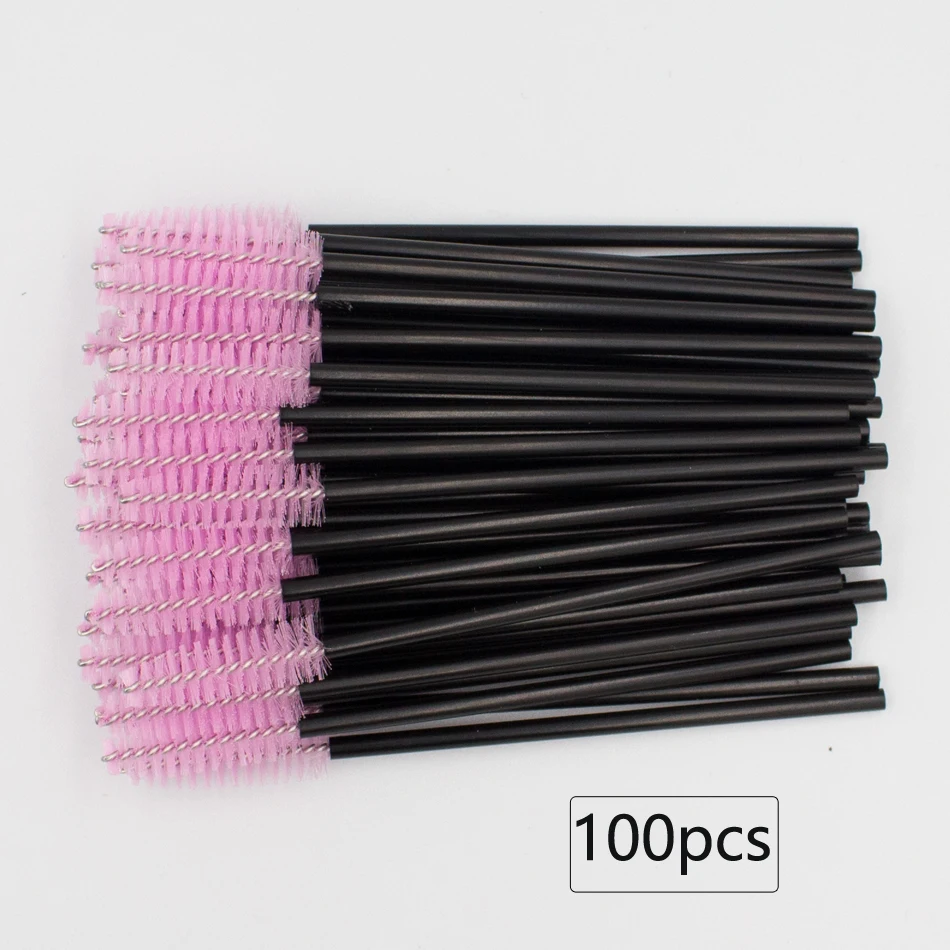 100Pcs Pink1 50/100 шт. ресницы для наращивания ресниц щеточки Одноразовые Тушь для ресниц палочки Аппликаторы мини щетка для ресниц ресницы инструмент для макияжа - Color: 100Pcs Pink1