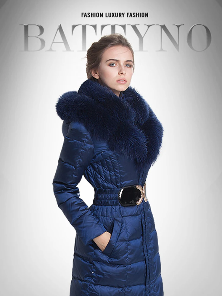 

plus size 4XL New high-end fox Fur hooded 2019 winter jacket women down jacket women's mid-long outerwear coat down parka