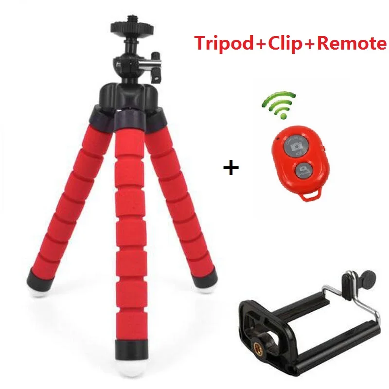 red with remote Гибкий мини-штатив Гибкий штатив для телефона с зажимом для телефона мини-штатив для смартфона и камеры гибкий мини-штатив - Цвет: red with remote