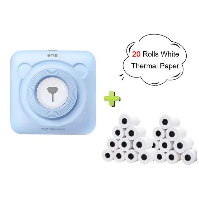 Blue 20 rolls paper Peripage A6 Bluetooth ручной фотопринтер маленький принтер мини принтер Карманный принтер для IOS Android системный телефон - Цвет: Blue 20 rolls paper
