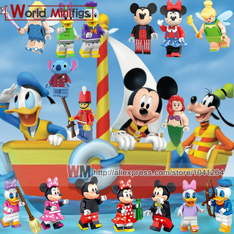 

Single PG8225 Mickey Mouse Minnie Mouse The Nutcracker Fairy Duck Stitch Ariel Toy Story 4 Cartoon Movie Series Building Blocks