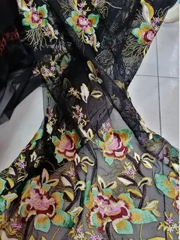 

Luxury fabric High-density fine line embroidery bilateral flower position French mesh lace high-end dress evening dress design