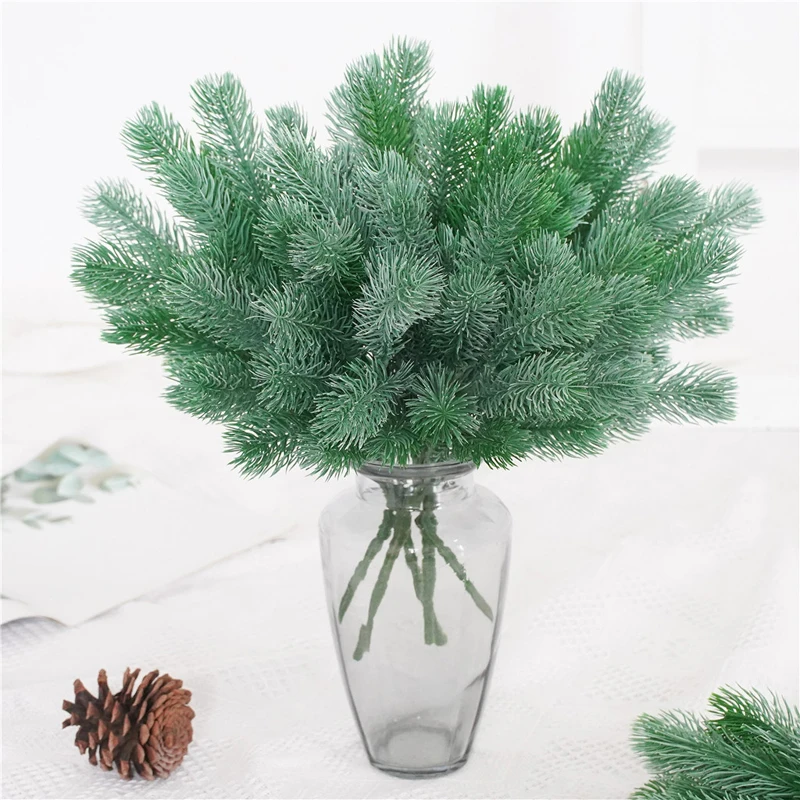 Plastic Grass Pine Needle Artificial Fake Green Plant Branch Christmas Tree Decor Wedding Home Accessories DIY Bouquet Gift Box