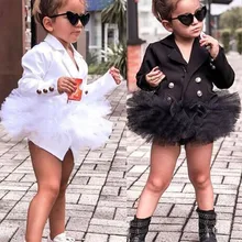 Платье для девочек; милый костюм из тюля на пуговицах с длинными рукавами и v-образным вырезом для малышей; праздничное платье принцессы; повседневная одежда