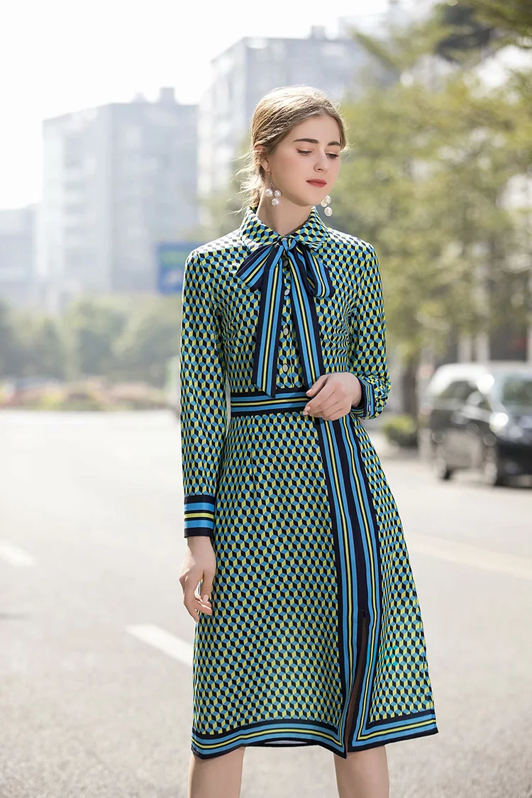 Svoryxiu подиумное дизайнерское весенне-летнее платье с разрезом, женское элегантное платье с длинным рукавом и геометрическим рисунком, модные платья