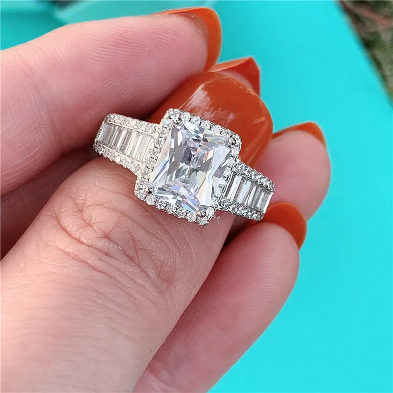 Choucong Lovers Promise Ring 925 пробы Серебряный квадрат AAAAA cz обручальное кольцо кольца для мужчин и женщин вечерние ювелирные изделия подарок