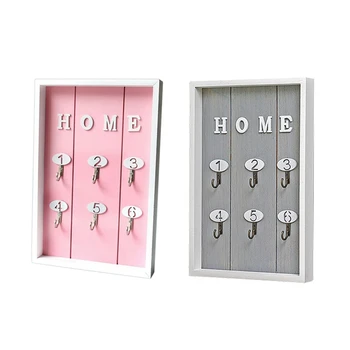 

2pcs INS Scandinavian Style Wall Decoration Handmade Wooden "HOME" Key Box Creative Key Box Wall Creative Room Decoration Mural
