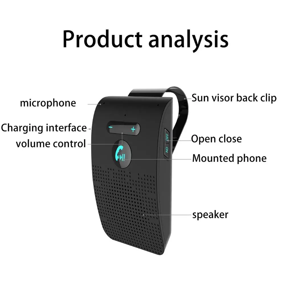 Bluetooth Handsfree автомобильный комплект солнцезащитный козырек клип беспроводной аудио приемник Громкая связь громкоговоритель музыкальный плеер