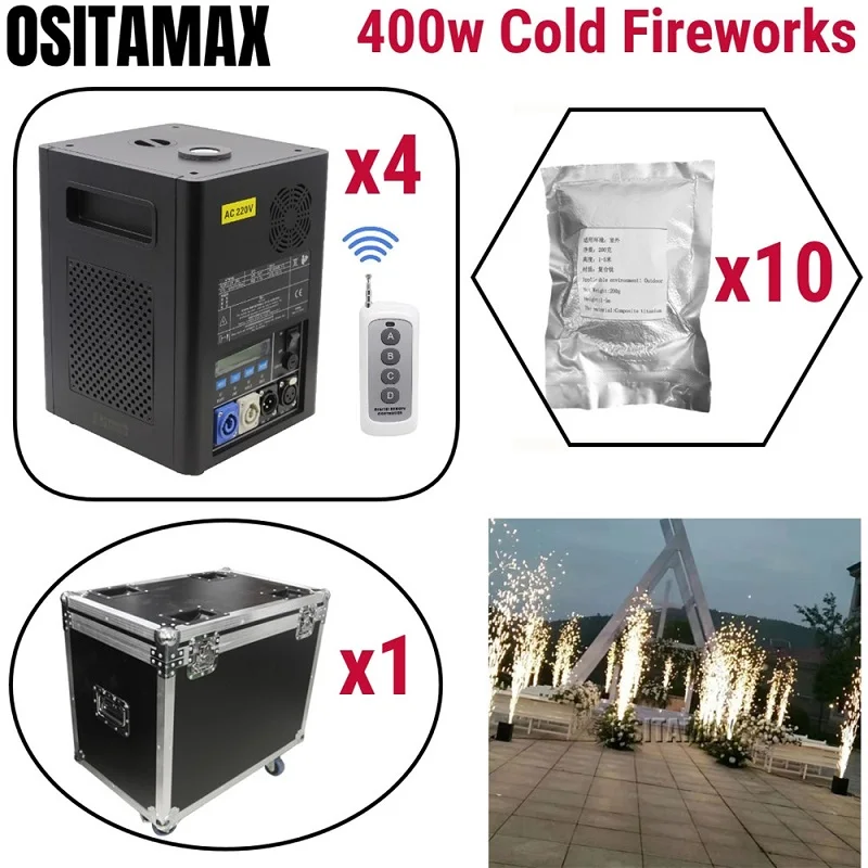 400 Вт Sparklar Крытый холодный Искра фонтанный фейерверк dmx пламя dj Искра вертикальный пиротехнический эффект Свадебный праздник машина - Цвет: 4pcs case and 10
