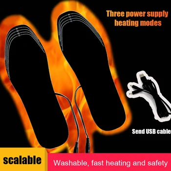 USB Heated Shoe Insoles Electric Foot Warming Pad Feet Warmer Sock Pad Mat Winter Outdoor Sports Heating Warm Insoles 35-45 Pads 5