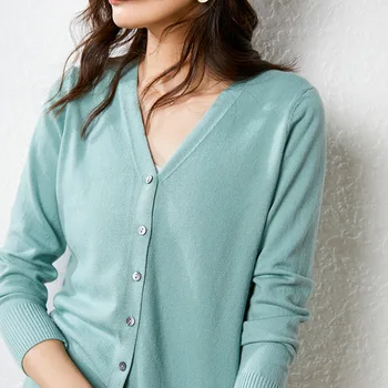 

12 Soild Colors Comfortable Knitted Cardogans Women V neck Casual Fashion Sweater Female Long Sleeve Knitwear Tops