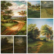 

Mocsicka Retro Country Trail Photography Background Spring Green Field Decoration Props Professional Portrait Backdrop Banner