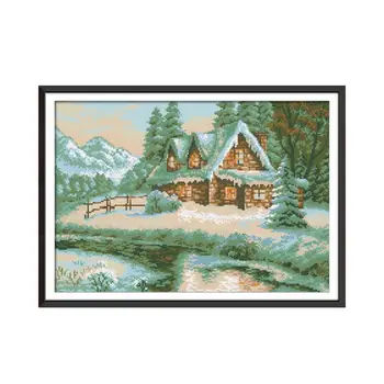 

Joy Sunday Diamond Painting Embroidery Full Set Lakeside Snowhouse Full Square and Round Rhinestone Pictures Diamond Mosaic Icon