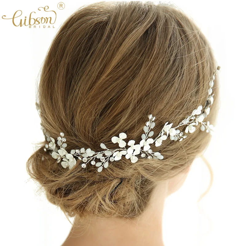 

Charming Wedding Headband Wreath Bridal Hair Vine Floral With Pearl Bobby Pins Hair Jewelry Decoration