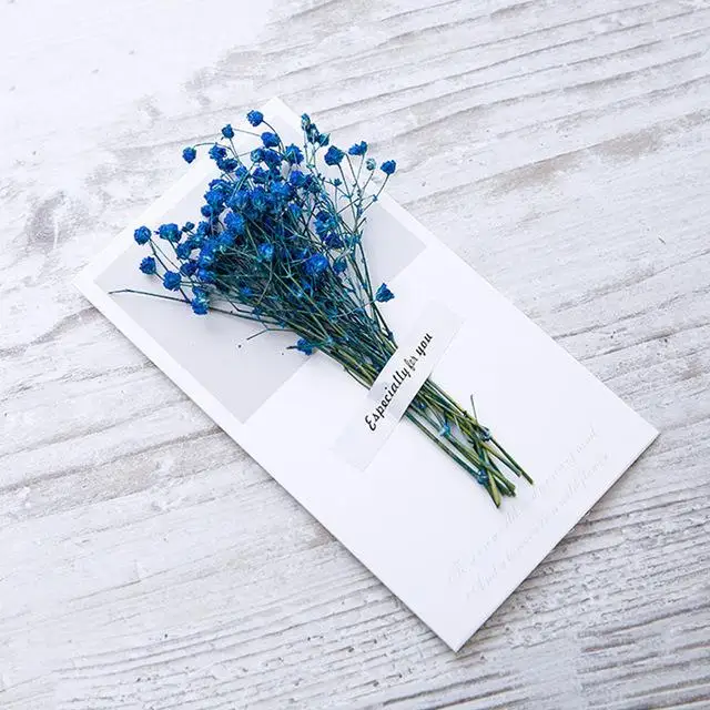Gypsophila blue 10 шт. Гипсофилы сушеные Цветочные рукописные элегантные свадебные творческий подарок на праздник поздравительная открытка - Цвет: Gypsophila blue
