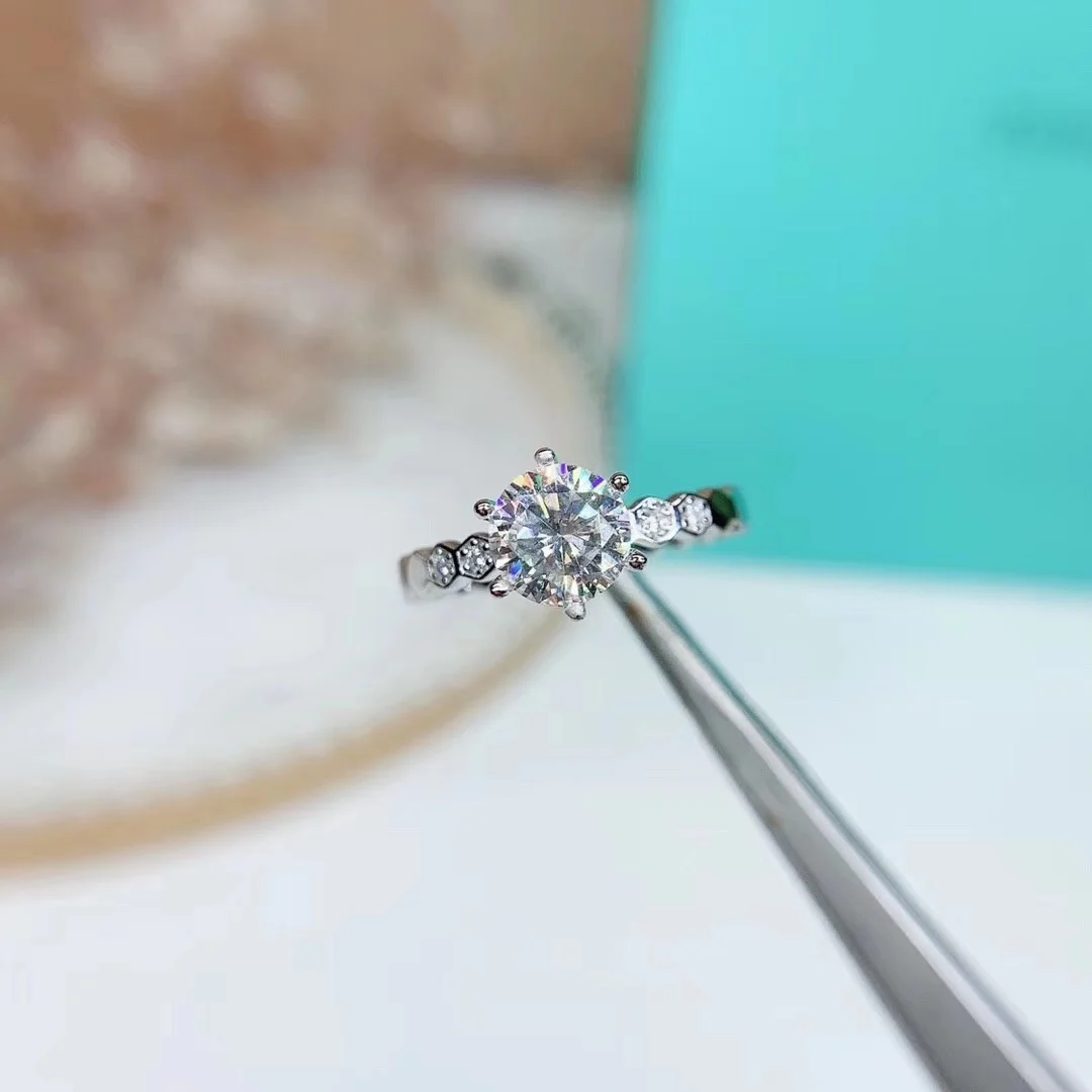 Серебряное кольцо Moissanite 1ct D VVS роскошное свадебное кольцо Moissanite для женщин