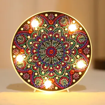 

DIY Mandala Full Drill Diamond Painting with LED Night Light Lamp DIY Craft Kits E5BB