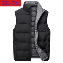 Модный пуховик, мужской жилет, Осень-зима, светильник, жилет со стоячим воротником, теплый толстый белый утиный пух, Повседневный, большой размер 3xl-7xl