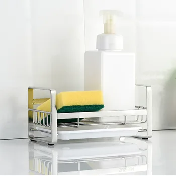 

With Removable Tray Basket Sponge Holder Storage Portable Kitchen Sink Home Anti Slip For Soap Brush Stainless Steel Drain Rack