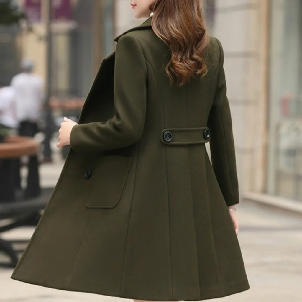 Верхняя одежда, Осеннее повседневное женское Новое модное длинное шерстяное пальто, однобортное тонкое женское зимнее шерстяное пальто