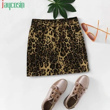 Женская юбка, сексуальная леопардовая расцветка, модная женская Свободная мини-юбка, повседневная, с карманами, дышащая, для девушек размера плюс вечерние юбки