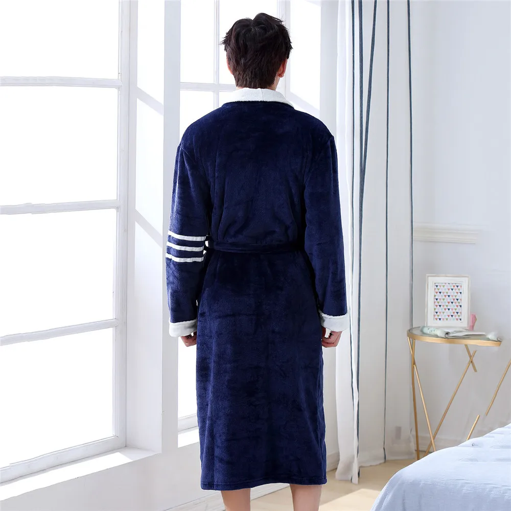 Men Flannel Kimono Bathrobe Gown Winter Warm Homewear Nightgown Coral Fleece Sleepwear Home Clothes Loose Nightwear Nightdress Men Flannel Kimono Bathrobe Gown Winter Warm Homewear Nightgown Coral Fleece Sleepwear Home Clothes Loose Nightwear Nightdress