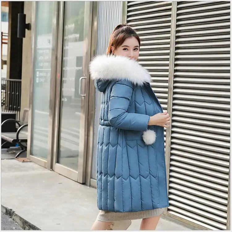 Smoky blue Зимняя женская куртка, плюс размер, 5XL,, теплая, тонкая, длинная, для женщин, парка, утолщенная, верхняя одежда, с хлопковой подкладкой, пальто, Manteau Femme Hiver G178 - Цвет: Smoky blue