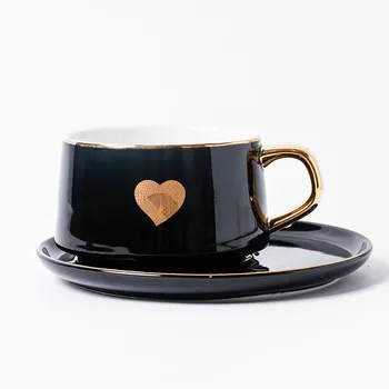 

Ceramics Coffee Cup Set English afternoon Tea sets Coffeeware Set 230ml Red Tea Cups and Saucer Spoon Home Office Drinkware