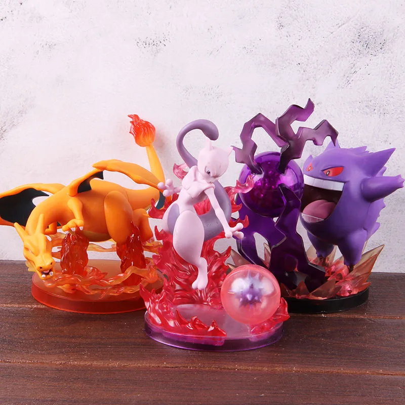 Аниме мультфильм монстр Mewtwo Gengar Charizard Фигурки ПВХ Acrion фигурка Коллекционная модель игрушки