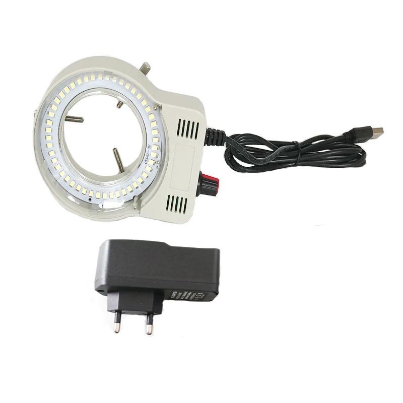 Черный col 48 шт. светодиодный SMD USB регулируемый кольцевой светильник осветитель лампа для промышленного Микроскопа промышленная камера Лупа - Цвет: With EU adapter