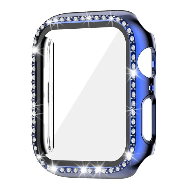 Diamond Bumper Protective Case for Apple Watch Cover Series 7 6 SE 54 38MM 42MM For Iwatch 45mm 41mm 40mm 44mm Apple Watch Case Blue