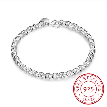 

LEKANI Original 925 Silver Bracelets Simple Link Chain Bracelets Bangle For Men Women Jewelry Gift Good Quality