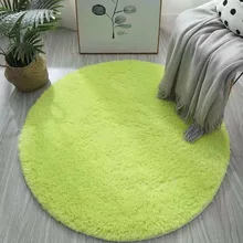 Tapis rond en laine de soie, 1 pièce, doux, en peluche, pour la maison, salon, Table à thé, chambre à coucher, tapis de chevet lavable