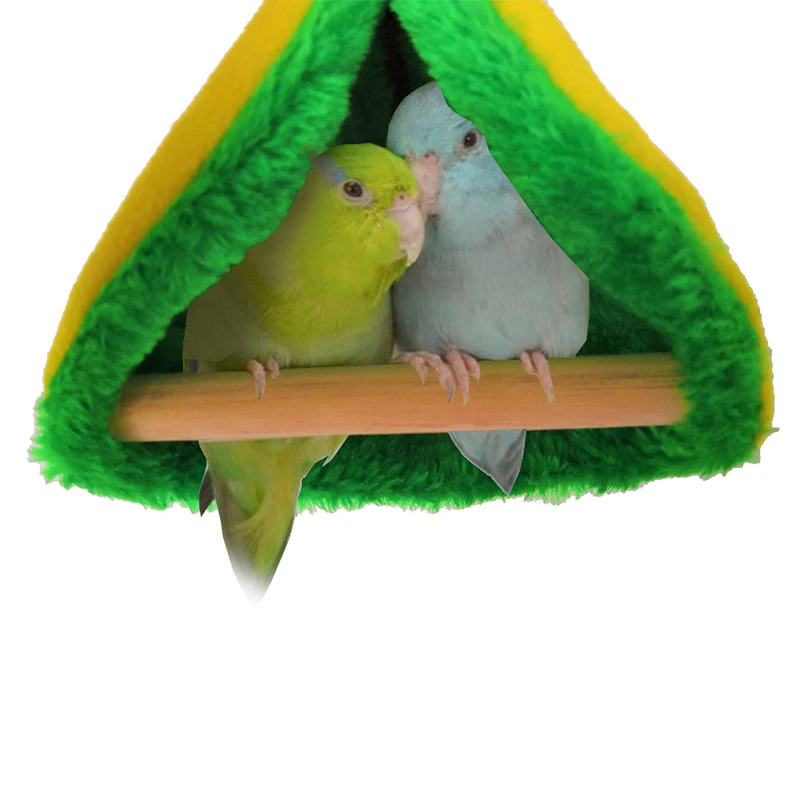 Soft Plush Bird Parrot Hammock Warm Hanging Bed Triangle Square Bird Parrot Nest Pet Cave Cage House For Small Animals bird house,bird hammock,artificial bird nest
