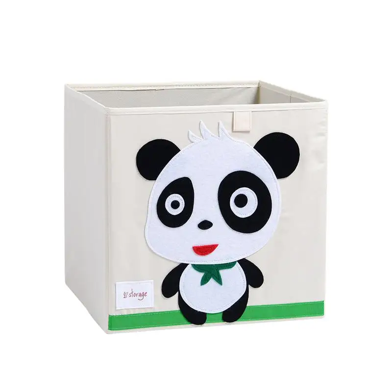 Panda Мультяшная Узорчатая корзина для хранения, холщовая складная коробка для хранения одежды, моющаяся детская игрушка для хранения, кубик, органайзер для книг 33x33x33 см - Цвет: Panda