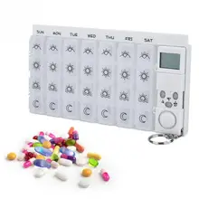 28 сеток, органайзер, интеллектуальный электронный контейнер, коробка для таблеток, портативный недельный светодиодный таймер, напоминание, диспенсер для таблеток Чехол