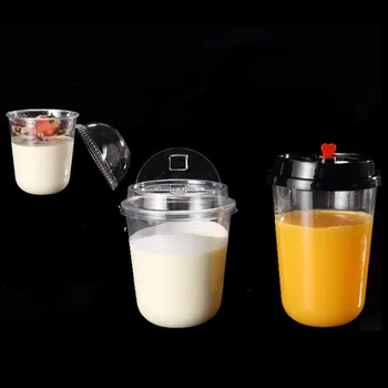 

50pcs High quality 9cm caliber U shape milk tea cup 500ml PET transparent Q drink plastic cups disposable coffee cup with lids