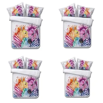 

3D Colorful Zebra Printed Bedding Set 3pcs Lion Art Cover Twin Full Queen King Size