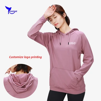 

Customize LOGO Spring Women Fleece Running Jacket Quick Dry Hooded Sweatshirts Yoga Fitness Sportswear Workout Gym Sport Hoodies
