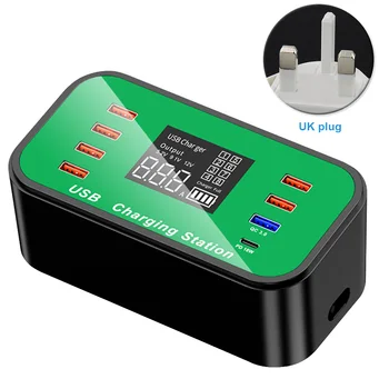 

Quick Charging Multi Ports Portable Save Time Wall Charger LCD Display Universal No Noise USB Adapter Smart Desktop Home Travel
