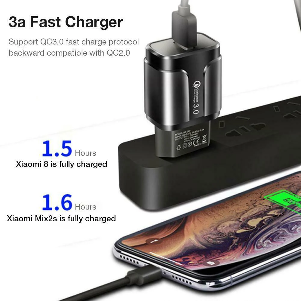 Новое быстрое зарядное устройство 3,0 18 Вт Qualcomm QC 3,0 4,0 быстрое зарядное устройство USB портативное зарядное устройство для мобильного телефона IPhone samsung Xiaomi