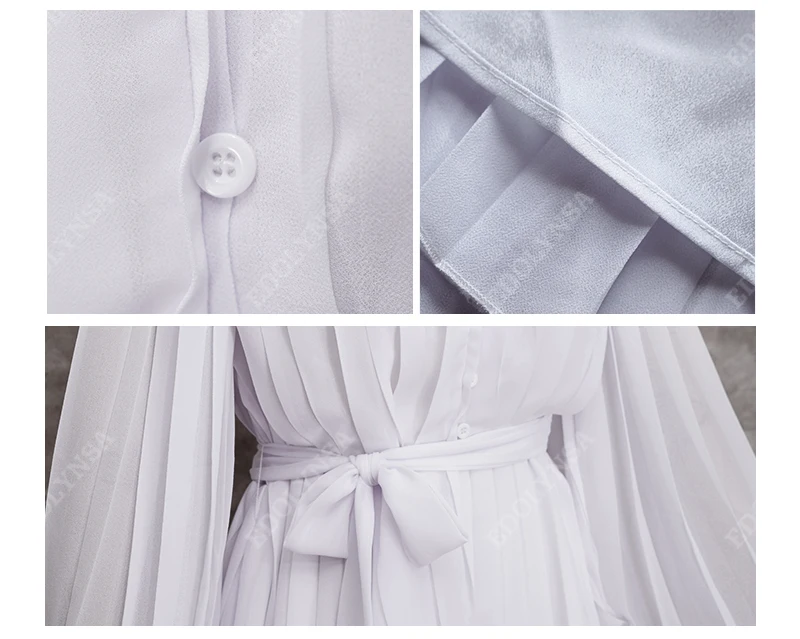 High Quality Chiffon Bikini Cover-ups Sexy V-neck Self Belted Summer Dress White Tunic Women Beach Wear Swim Suit Cover Up A396