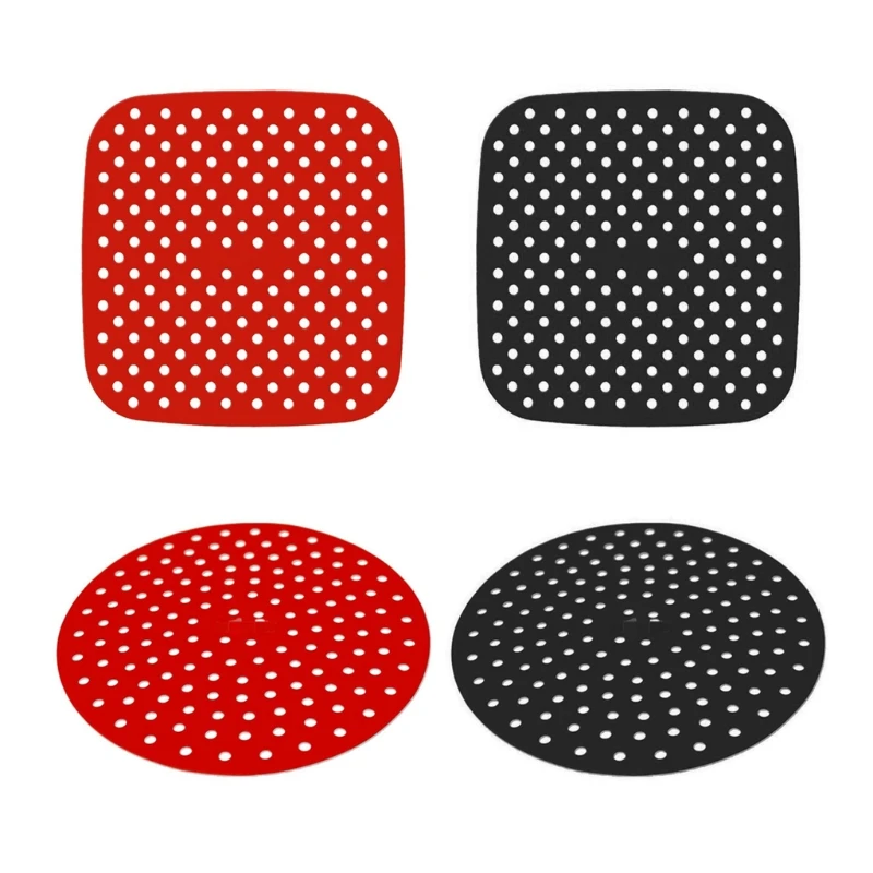 Y98B Air Fryer Liners Round Square 8.5in/9in Reusable Silicone Non-Stick Airfryer Mats Airfryer Pads Heat Resistant 430 F&deg;