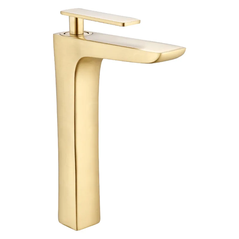 brushed gold tall Vidric Basin Faucet Brushed Gold Basin Mixer Brass Crane Bathroom Faucets Hot and Cold Water Mixer Tap Contemporary Mixer Tap to - Цвет: brushed gold tall