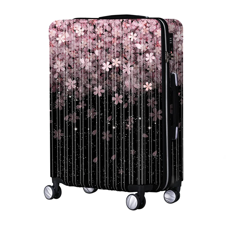Вишневый цвет, 20 дюймов, чехол для костюма с паролем, Женский персонализированный чемодан с принтом, 24 дюйма, чехол на колесиках для путешествий - Цвет: style1